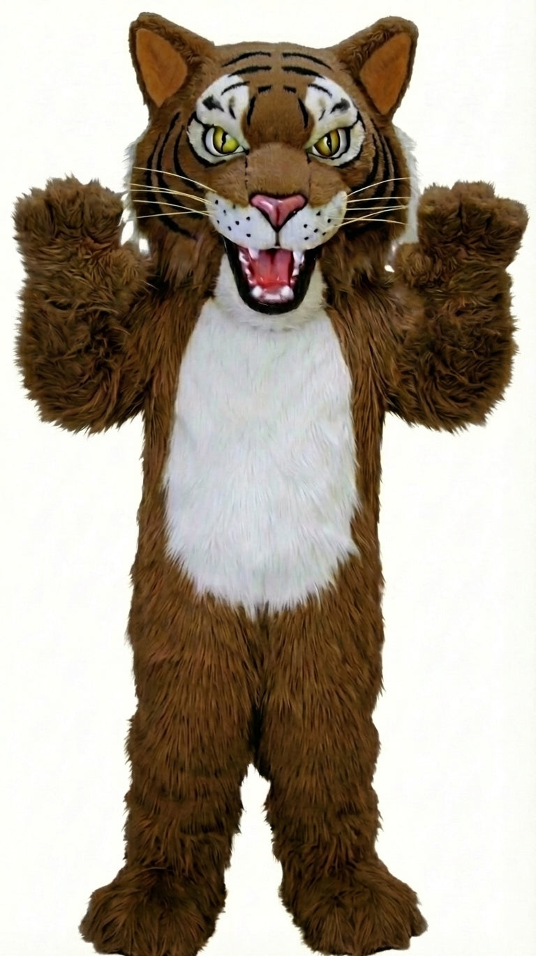 Fierce Wildcat Mascot Costume - Long fur / Dark Brown mascot costume