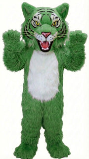Fierce Wildcat Mascot Costume - Long fur / Green mascot costume