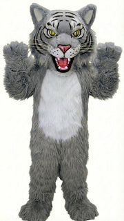 Fierce Wildcat Mascot Costume - Long fur / Grey mascot costume