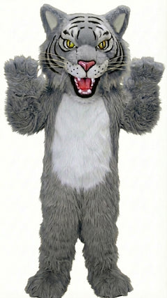 Fierce Wildcat Mascot Costume - Long fur / Grey mascot costume