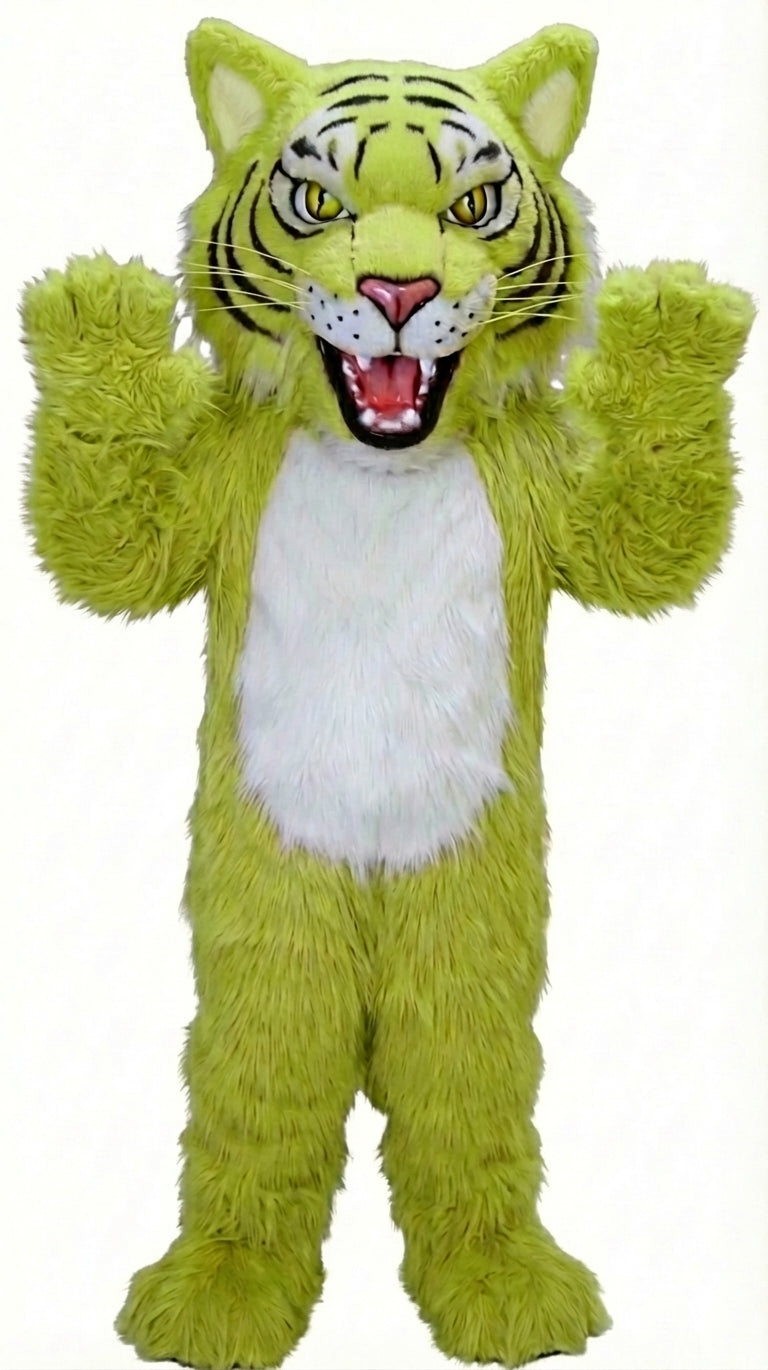 Fierce Wildcat Mascot Costume - Long fur / Lime mascot costume