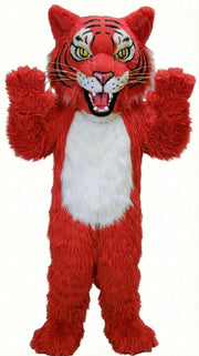 Fierce Wildcat Mascot Costume - Long fur / Red mascot costume