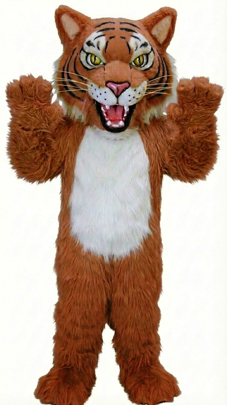 Fierce Wildcat Mascot Costume - Long fur / Rust mascot costume