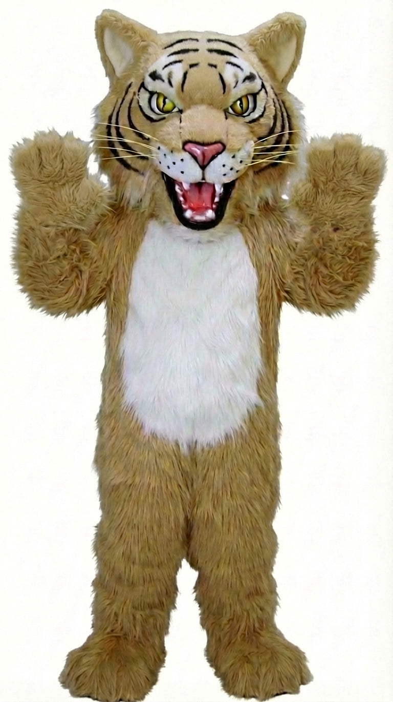 Fierce Wildcat Mascot Costume - Long fur / Tan mascot costume