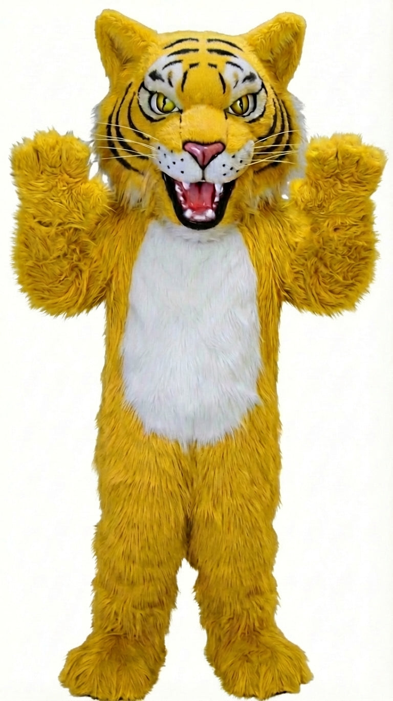 Fierce Wildcat Mascot Costume - Long fur / Yellow mascot costume