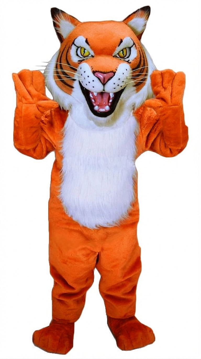 Fierce Wildcat Mascot Costume - Short fur / Bright Orange mascot costume