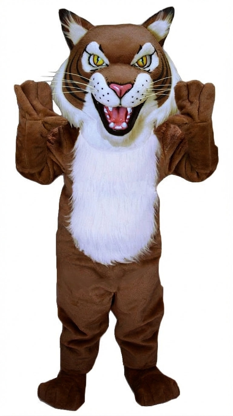 Fierce Wildcat Mascot Costume - Short fur / Chocolate Brown mascot costume