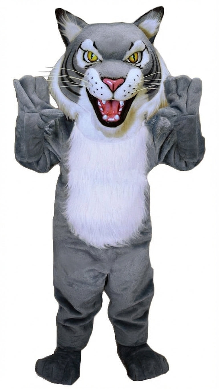 Fierce Wildcat Mascot Costume - Short fur / Grey mascot costume