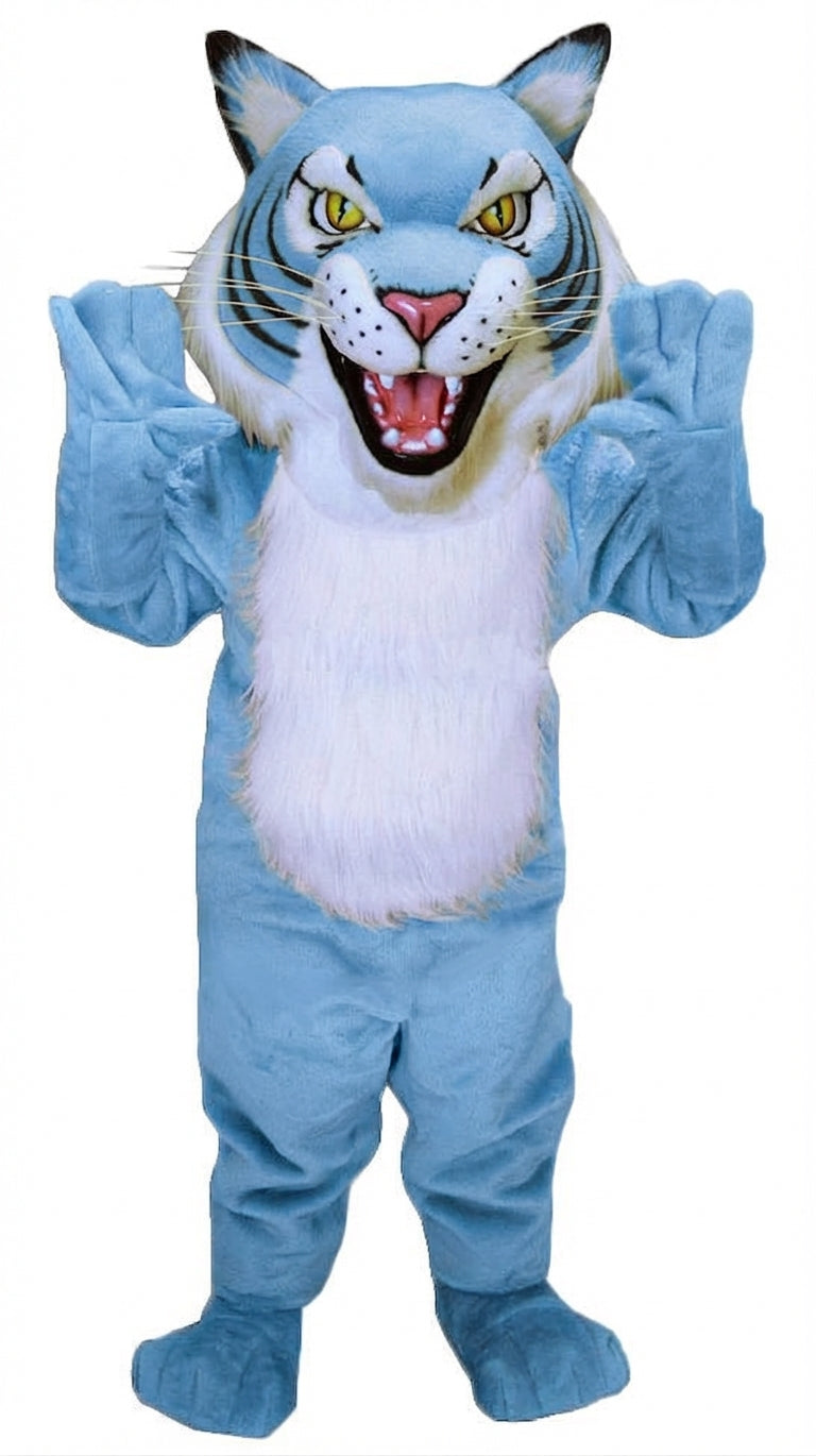 Fierce Wildcat Mascot Costume - Short fur / Light blue mascot costume