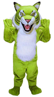Fierce Wildcat Mascot Costume - Short fur / Lime mascot costume