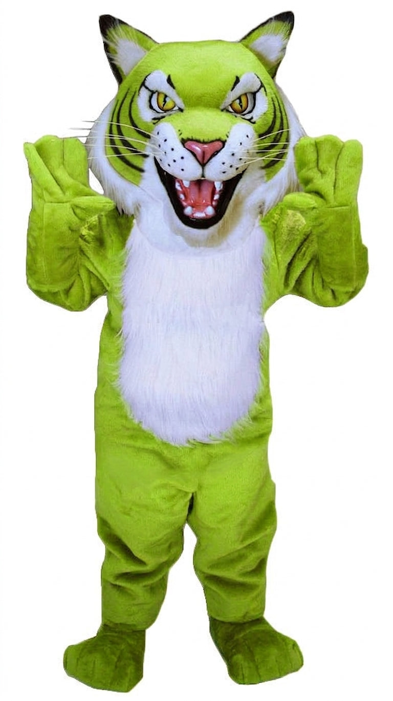 Fierce Wildcat Mascot Costume - Short fur / Lime mascot costume