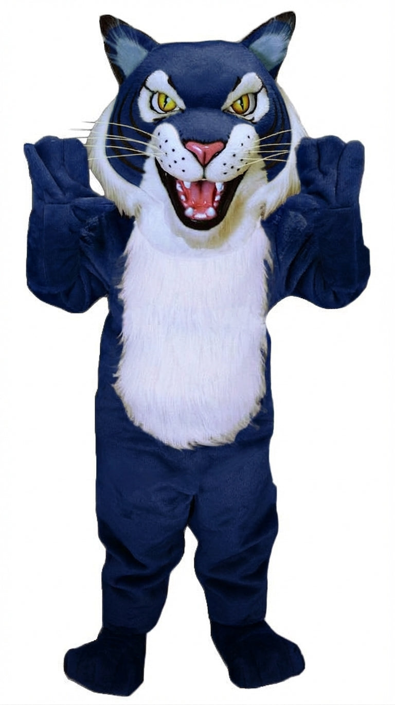 Fierce Wildcat Mascot Costume - Short fur / Navy Blue mascot costume