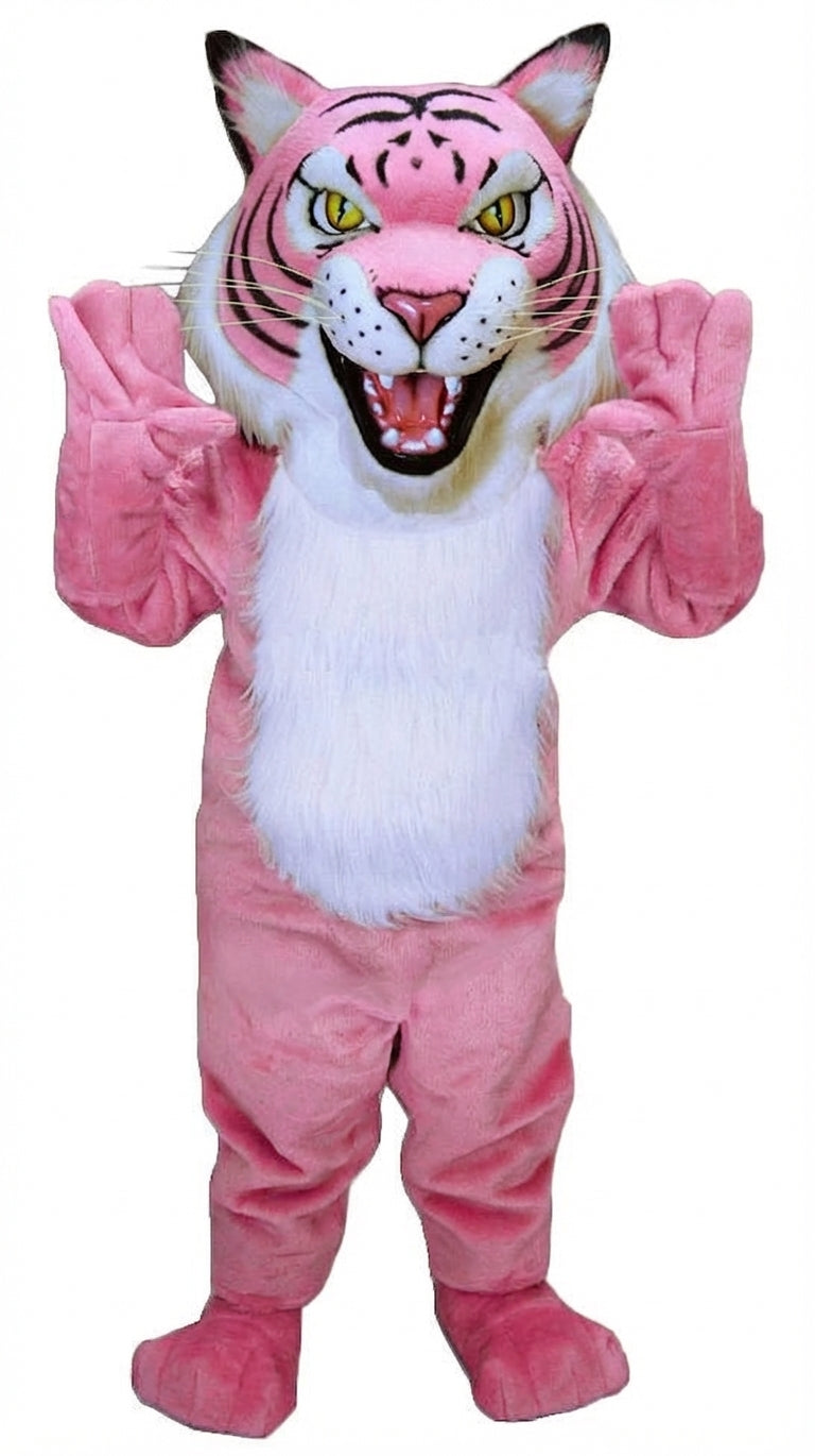 Fierce Wildcat Mascot Costume - Short fur / Pink mascot costume