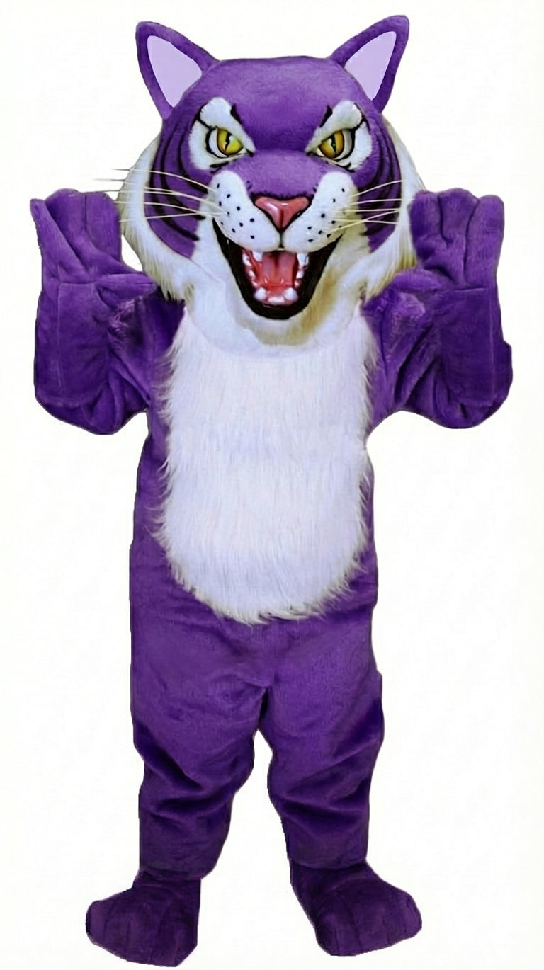 Fierce Wildcat Mascot Costume - Short fur / Purple mascot costume