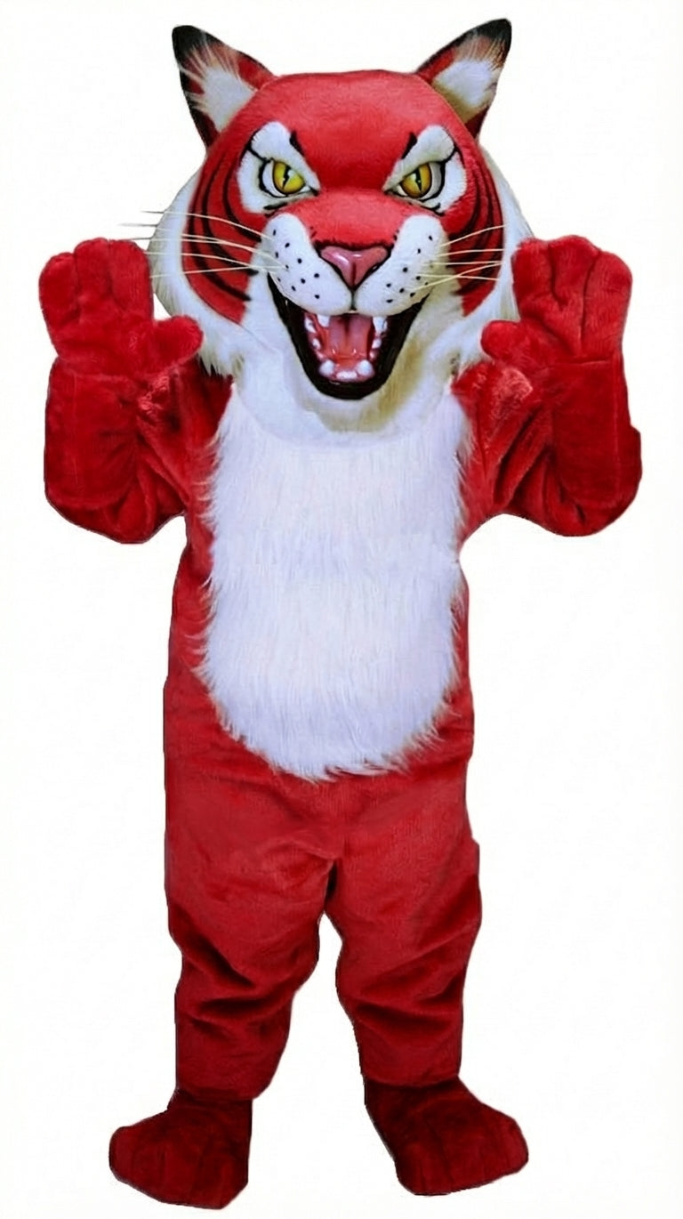Fierce Wildcat Mascot Costume - Short fur / Red mascot costume