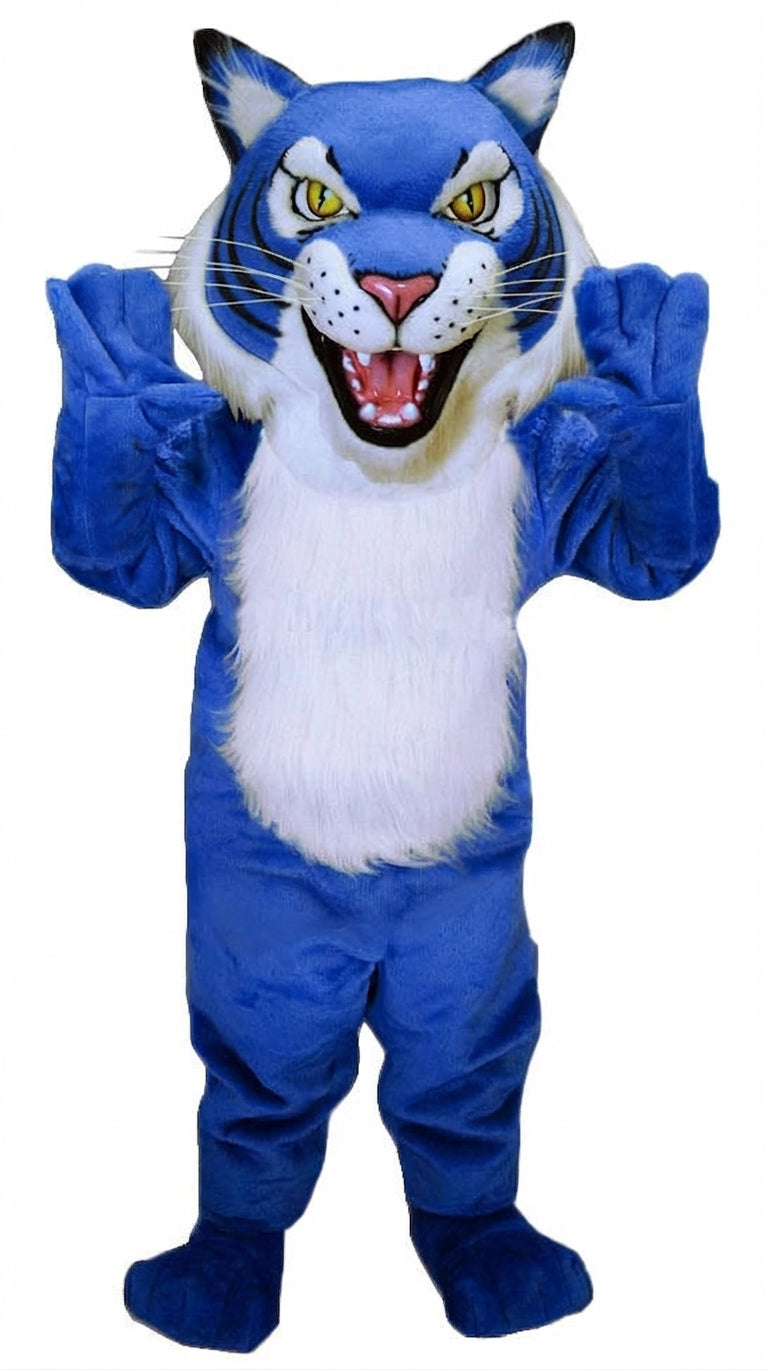 Fierce Wildcat Mascot Costume - Short fur / Royal blue mascot costume
