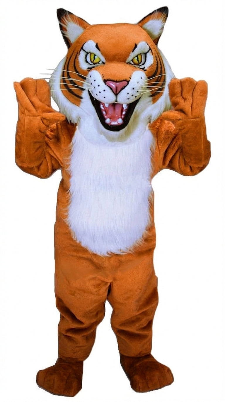 Fierce Wildcat Mascot Costume - Short fur / Tiger Orange mascot costume