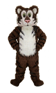 Friendly Tiger Mascot - Long fur / Dark Brown mascot costume