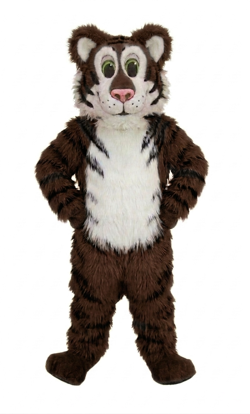 Friendly Tiger Mascot - Long fur / Dark Brown mascot costume