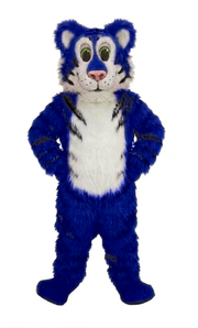 Friendly Tiger Mascot - Long fur / Royal Blue mascot costume