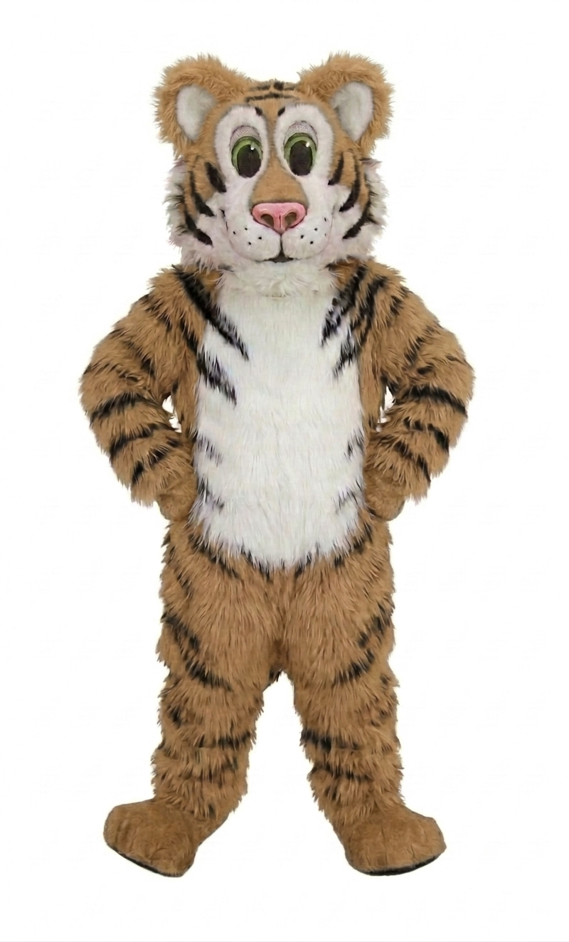 Friendly Tiger Mascot - Long fur / Tan mascot costume