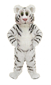 Friendly Tiger Mascot - Long fur / White mascot costume
