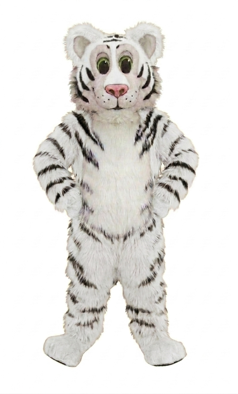 Friendly Tiger Mascot - Long fur / White mascot costume