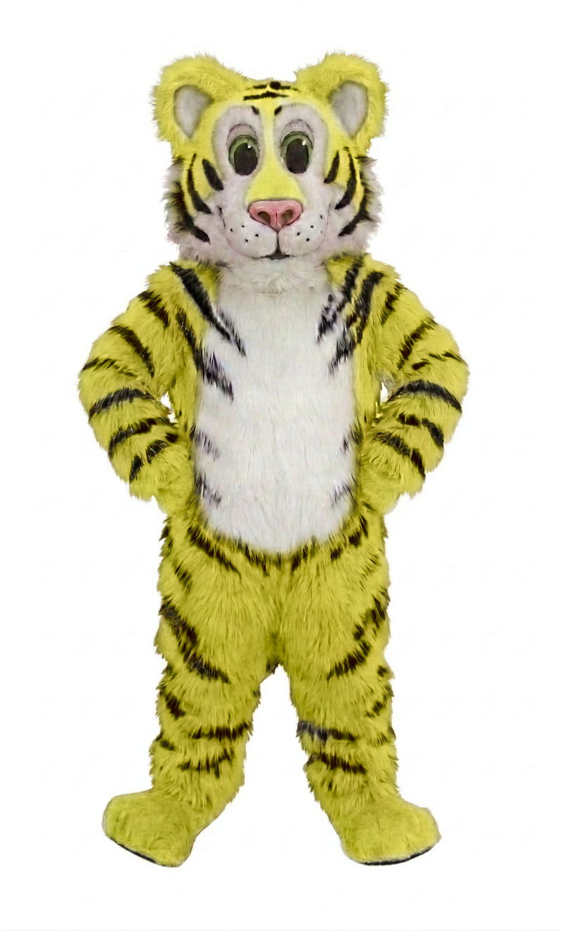Friendly Tiger Mascot - Long fur / Yellow mascot costume