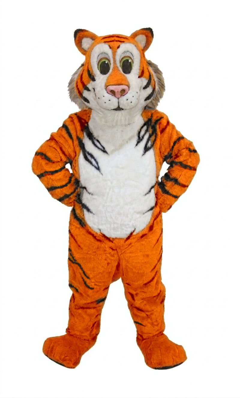 Friendly Tiger Mascot - Short fur / Bright Orange mascot costume