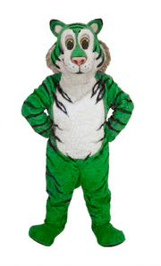 Friendly Tiger Mascot - Short fur / Green mascot costume