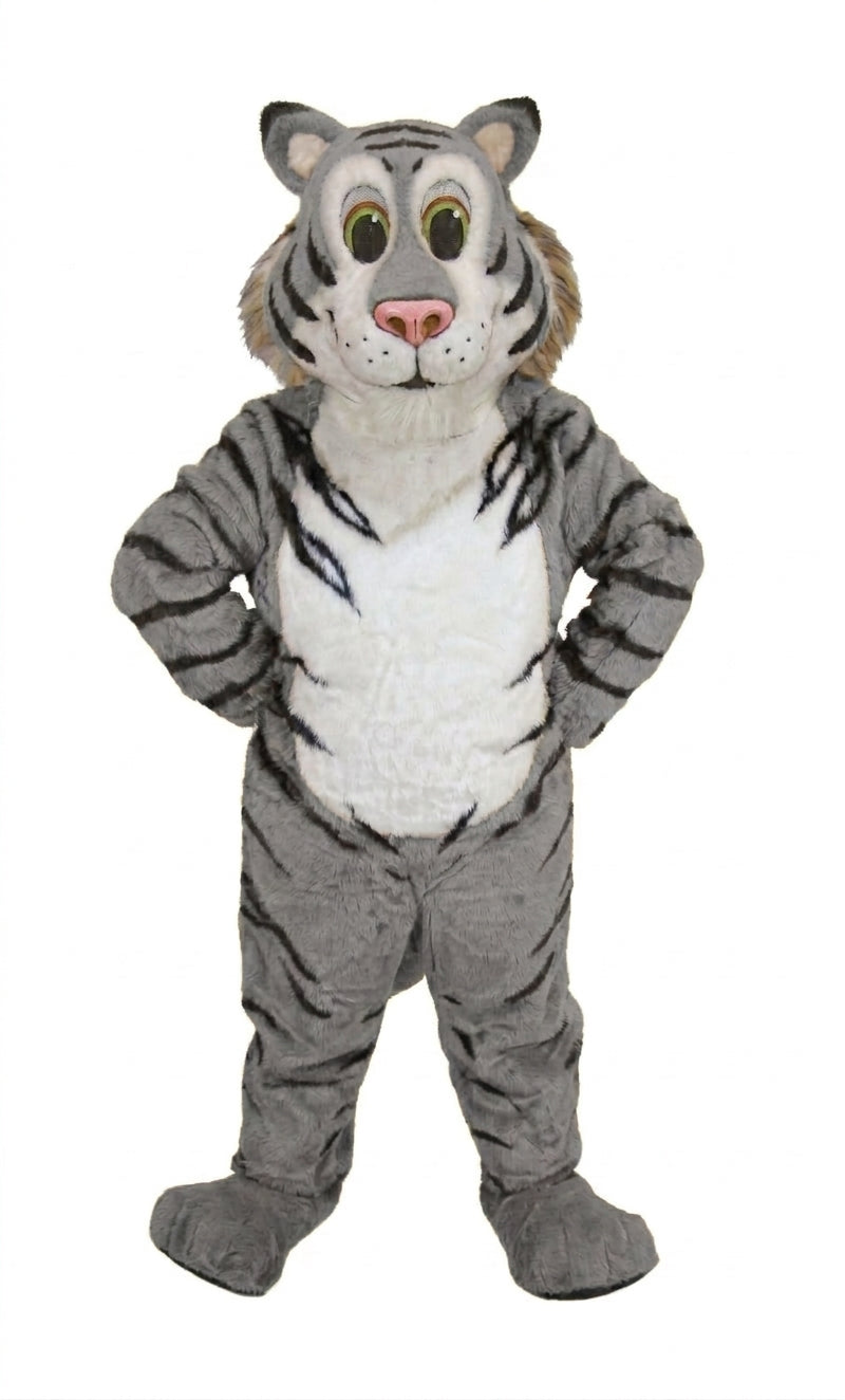 Friendly Tiger Mascot - Short fur / Grey mascot costume
