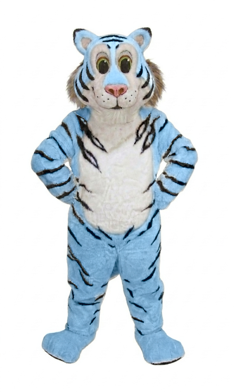Friendly Tiger Mascot - Short fur / Light blue mascot costume