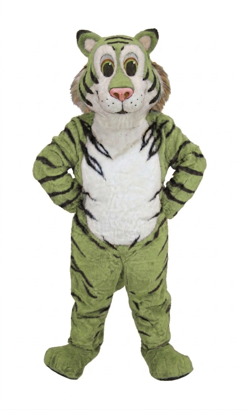 Friendly Tiger Mascot - Short fur / Lime mascot costume