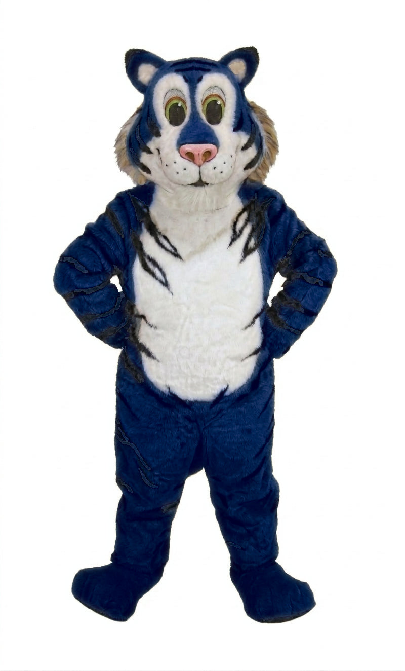 Friendly Tiger Mascot - Short fur / Navy Blue mascot costume