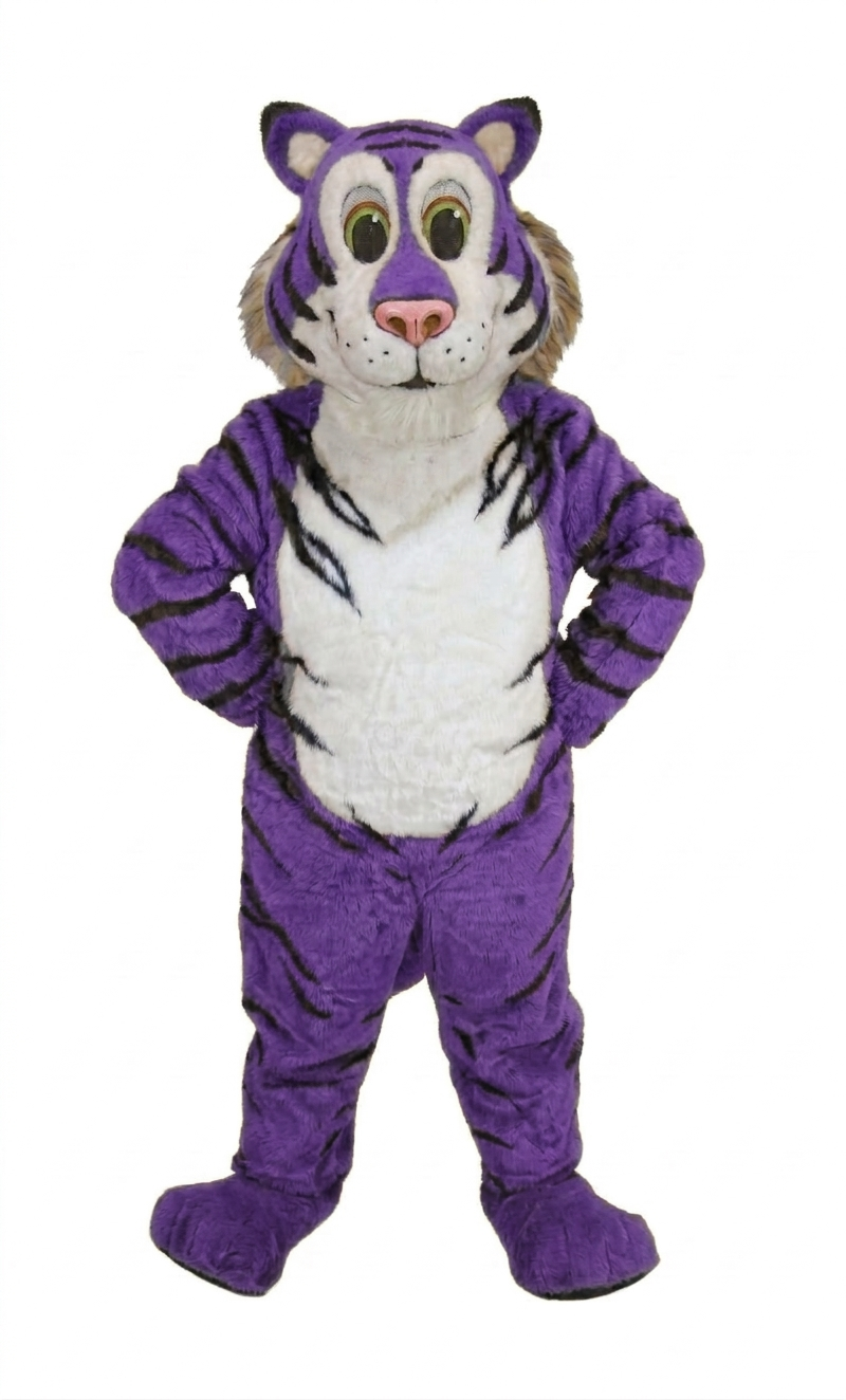 Friendly Tiger Mascot - Short fur / Purple mascot costume
