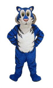 Friendly Tiger Mascot - Short fur / Royal blue mascot costume