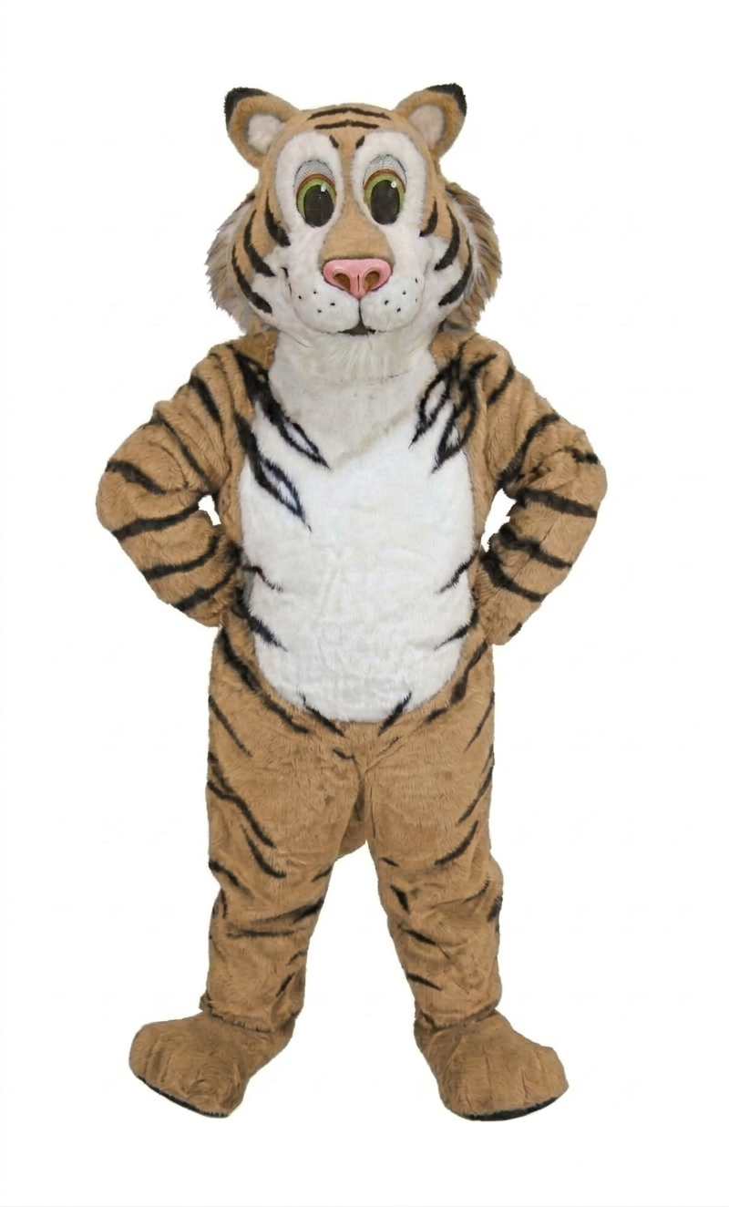 Friendly Tiger Mascot - Short fur / Tan mascot costume