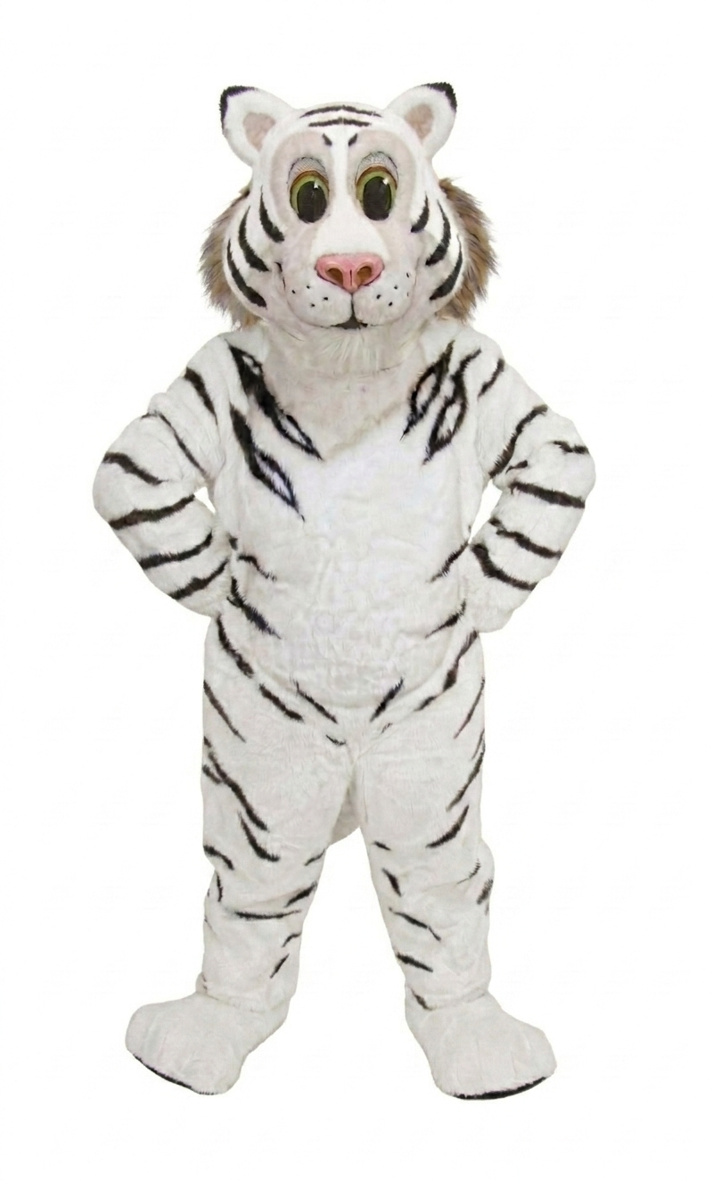 Friendly Tiger Mascot - Short fur / White mascot costume