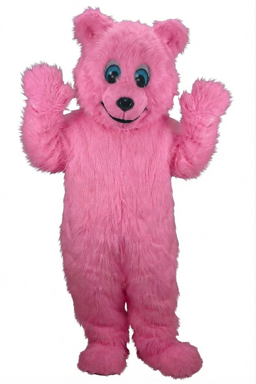 Frosty Polar Bear Mascot - Long fur / Bright Pink mascot costume