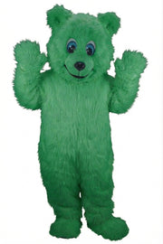 Frosty Polar Bear Mascot - Long fur / Green mascot costume