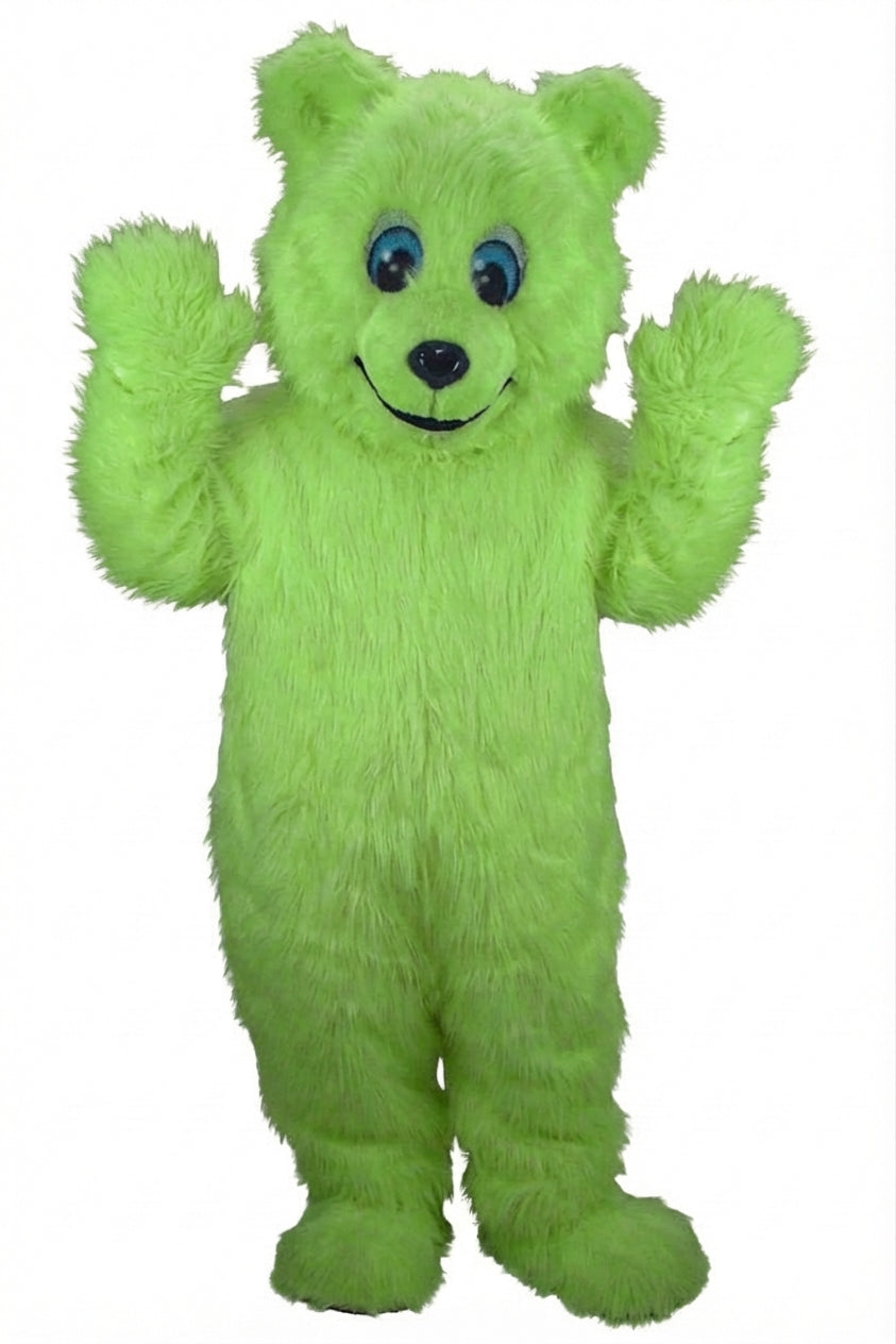 Frosty Polar Bear Mascot - Long fur / Lime mascot costume