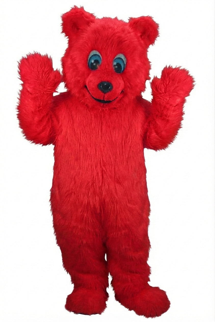 Frosty Polar Bear Mascot - Long fur / Red mascot costume