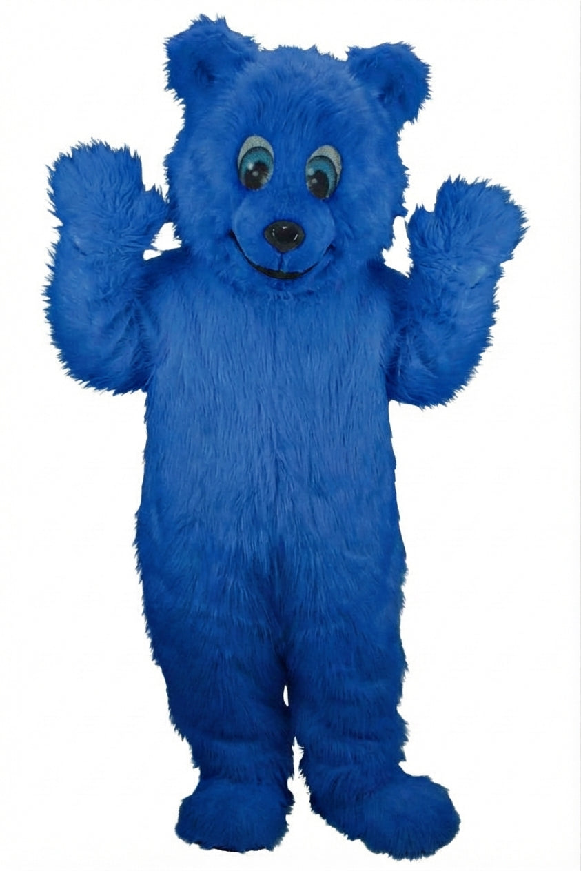 Frosty Polar Bear Mascot - Long fur / Royal Blue mascot costume