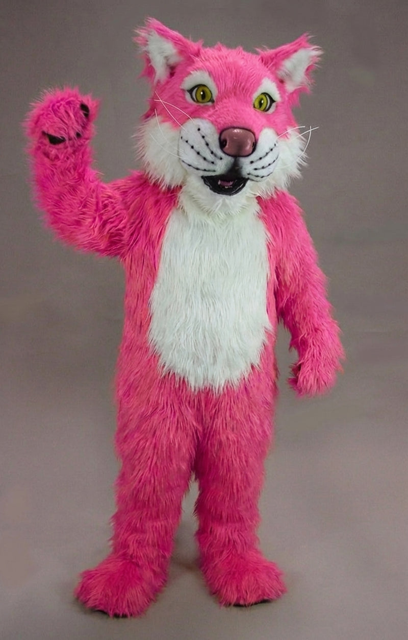 Funny Tiger Mascot - Long fur / Bright Pink mascot costume