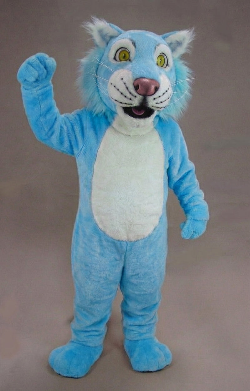 Funny Tiger Mascot - Short fur / Light blue mascot costume