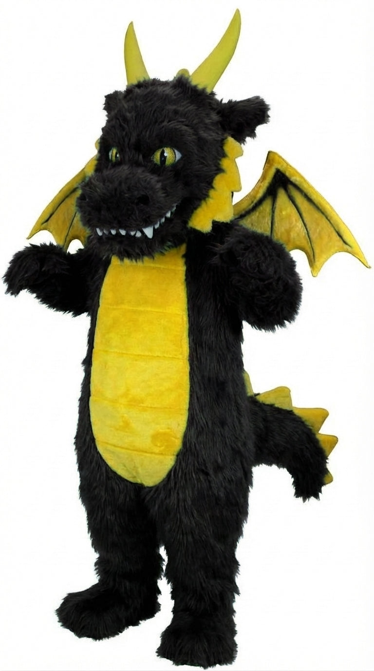 Green Dragon Mascot (Thermolite) - Long fur / Black mascot costume
