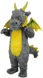 Green Dragon Mascot (Thermolite) - Long fur / Grey mascot costume