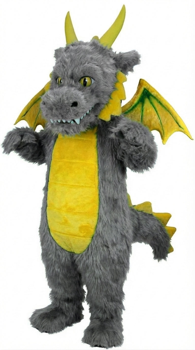 Green Dragon Mascot (Thermolite) - Long fur / Grey mascot costume