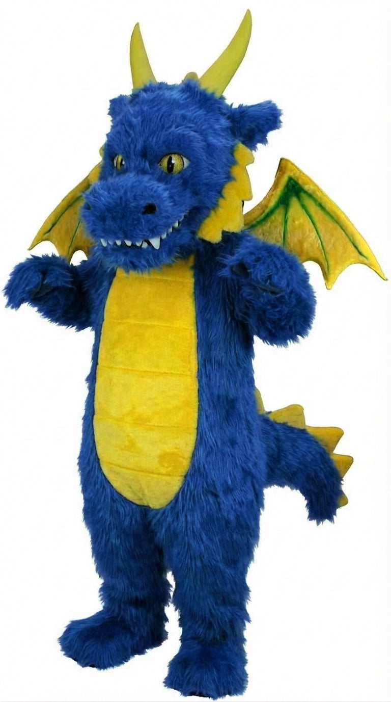 Green Dragon Mascot (Thermolite) - Long fur / Royal Blue mascot costume