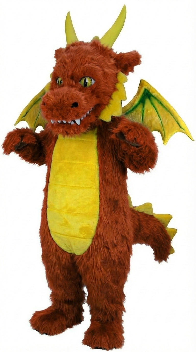 Green Dragon Mascot (Thermolite) - Long fur / Rust mascot costume